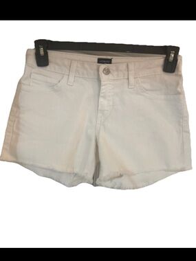 Just Black White Frayed Hem Denim Shorts